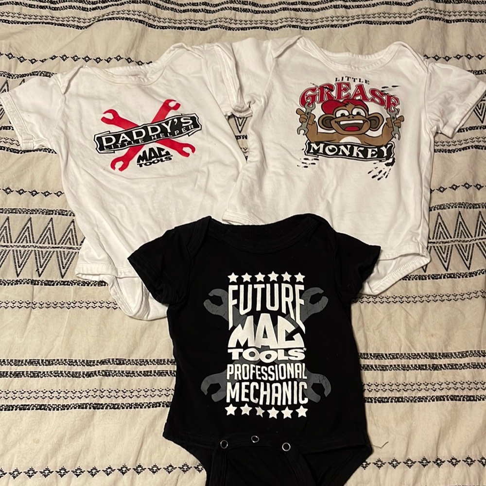 Unique and rare Mac Tools baby onesies